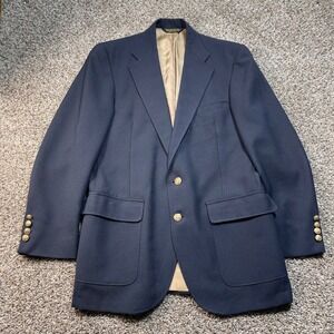 C&R Clothiers Gold Buttons Blazer Sport Coat Mens 42R Navy Wool USA Made Classic